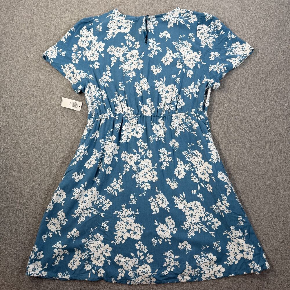 Old Navy Women's Petite Medium Blue White Floral Mini Dress Short Sleeve New - Picture 10 of 11